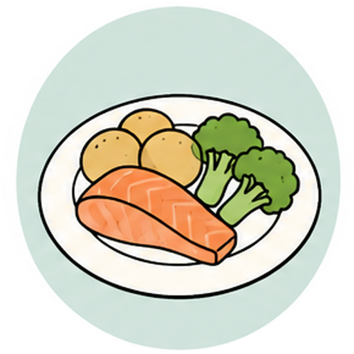 Tallerken med fisk, kartofler og broccoli