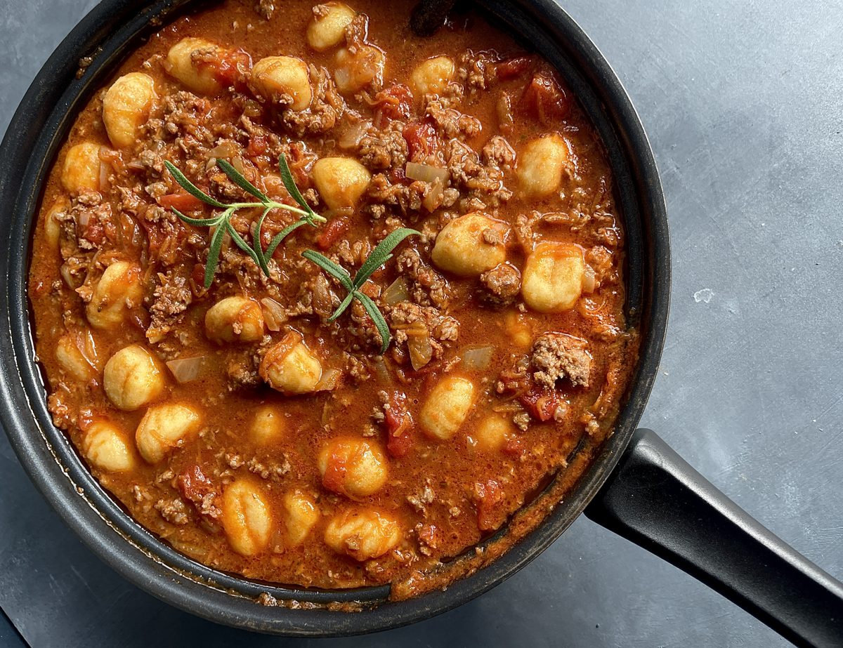 One Pan Gnocchi Bolognese