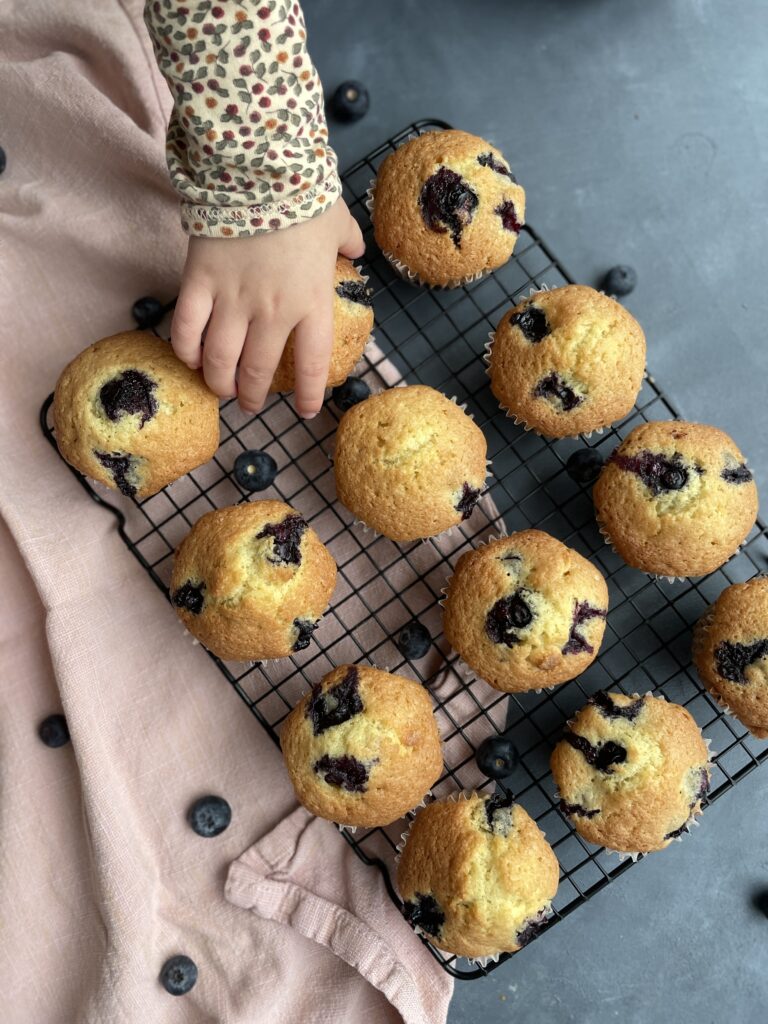 Blåbær muffins med hvid chokolade